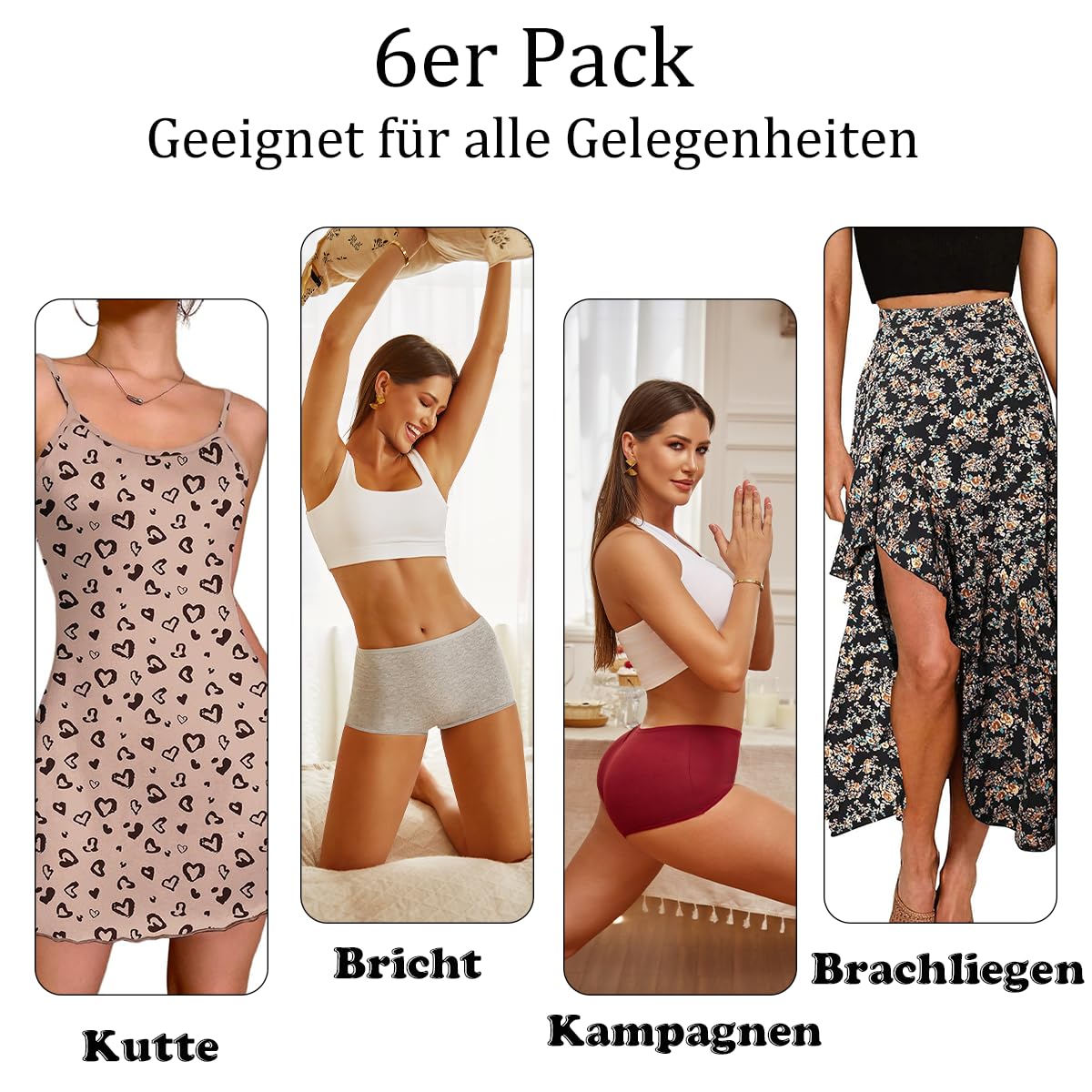ALL OF SHE Boxershorts Damen Baumwolle–Unterwäsche Frauen Bequem und Unterhosen Atmungsaktiv, Pantys Damen Für Alltag, 6 Stück, Größen S-XXL