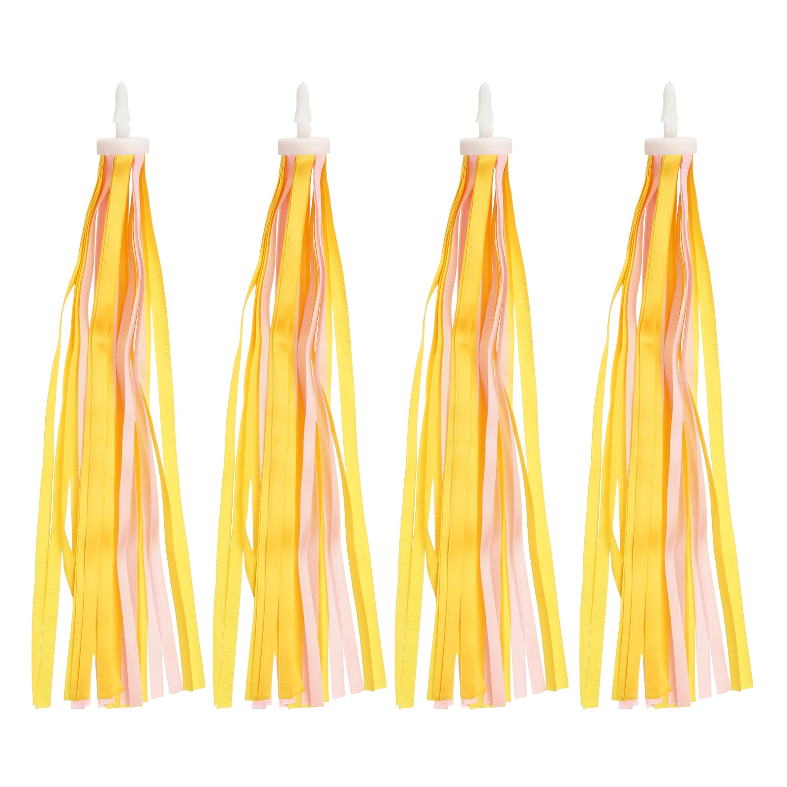 PATIKIL Bike Streamers, 2 Pair Colorful Scooter Handlebar Tassels Grips Ribbon Accessories Decorations for Bicycle Tricycle Handles, Yellow Pink