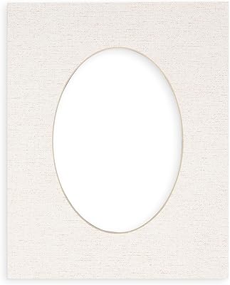 12x16 Mat Bevel Cut for 9x13 Photos - Precut White Linen Canvas Oval Shaped Photo Mat Board Opening - Acid Free Matte to Protect Your Pictures - Bevel Cut for Family Photos, Pack of 1 Matboard