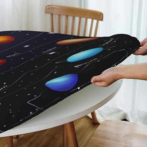 Vista 75 de Delerain Mantel redondo ajustable de bolas de Navidad, mantel redondo impermeable con borde elástico, lavable, para interiores y exteriores, se