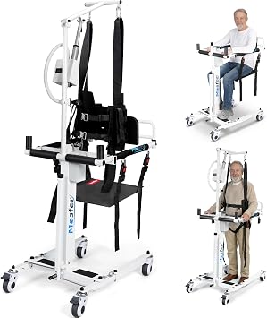 MOSFER Electric Patient Lifts for Home Use, Sit to Stand Lifts for Elderly with 3 Slings, Electric Patient Lift Transfer Chair, Wheelchair Car Toilet Transfer Stair Lift, for Seniors Disabled Rehab