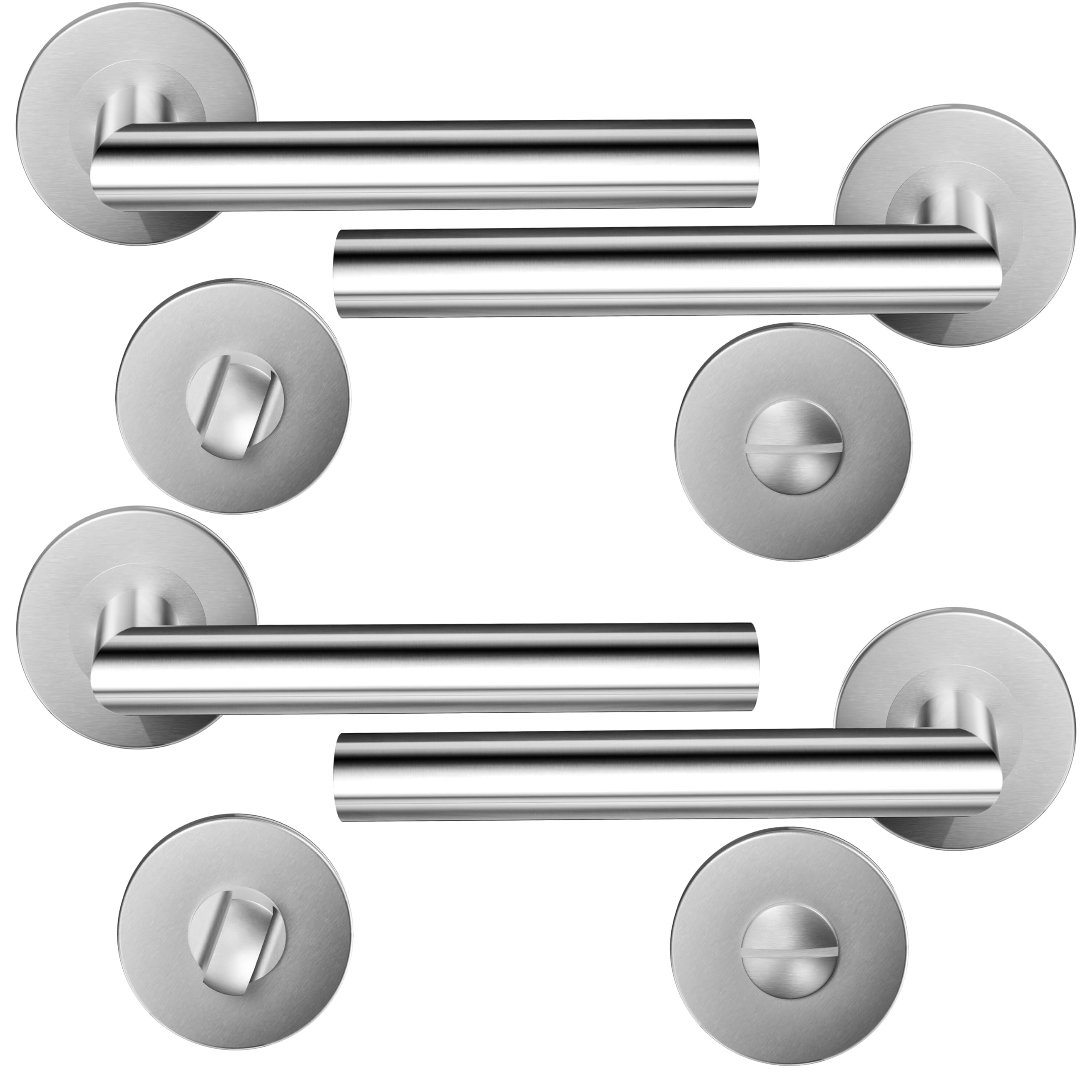 Paquete de 2 manijas de puerta de acero inoxidable perilla de baño, juego de manijas de cerradura de puerta, barra de mano de puerta, acero inoxidable cepillado (S02-103BK-2)
