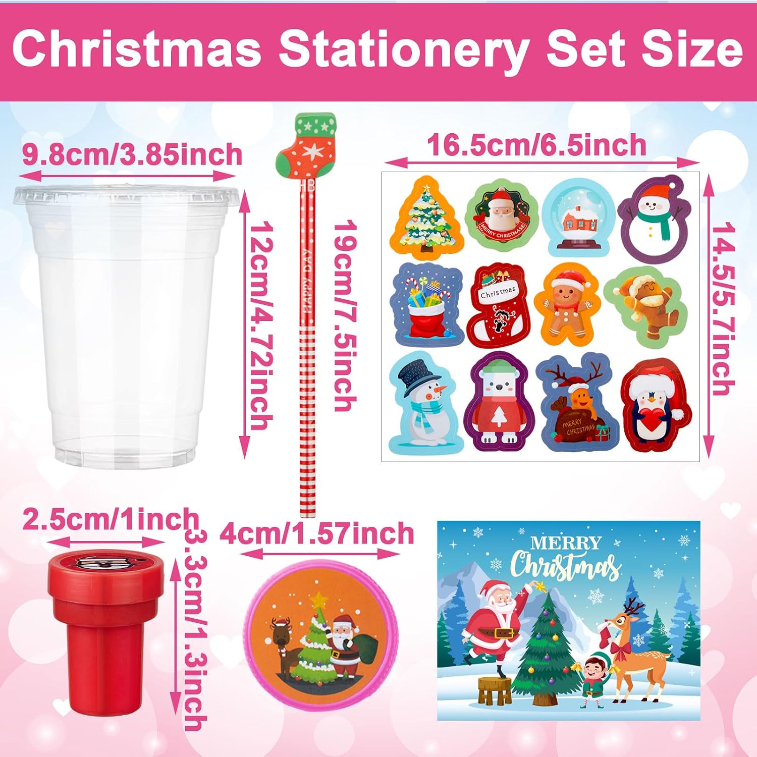 288 Pcs Christmas Gifts for Bulk with Cards Stickers Erasers Sharpener Cups Stampers Prize Exchange