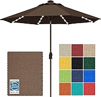Vista 64 de EliteShade USA - Sombrilla solar de 9 pies / 2.74 metros, de 3 niveles, con 10 años sin decoloración, 80 luces LED para patio, mesa al aire libre