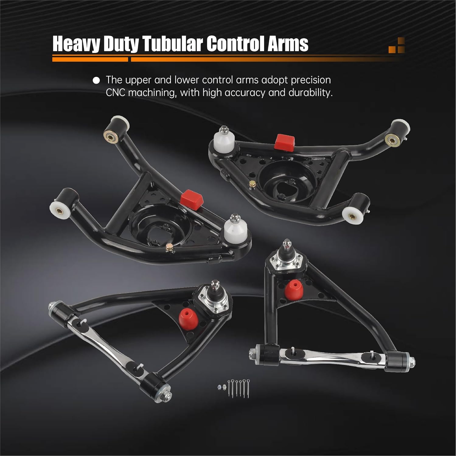 Tubular Upper&Lower Control Arms Set Compatible with 1967 1968 1969 Camaro 1968 1969 1970 1971 1972 1973 1974 Nova