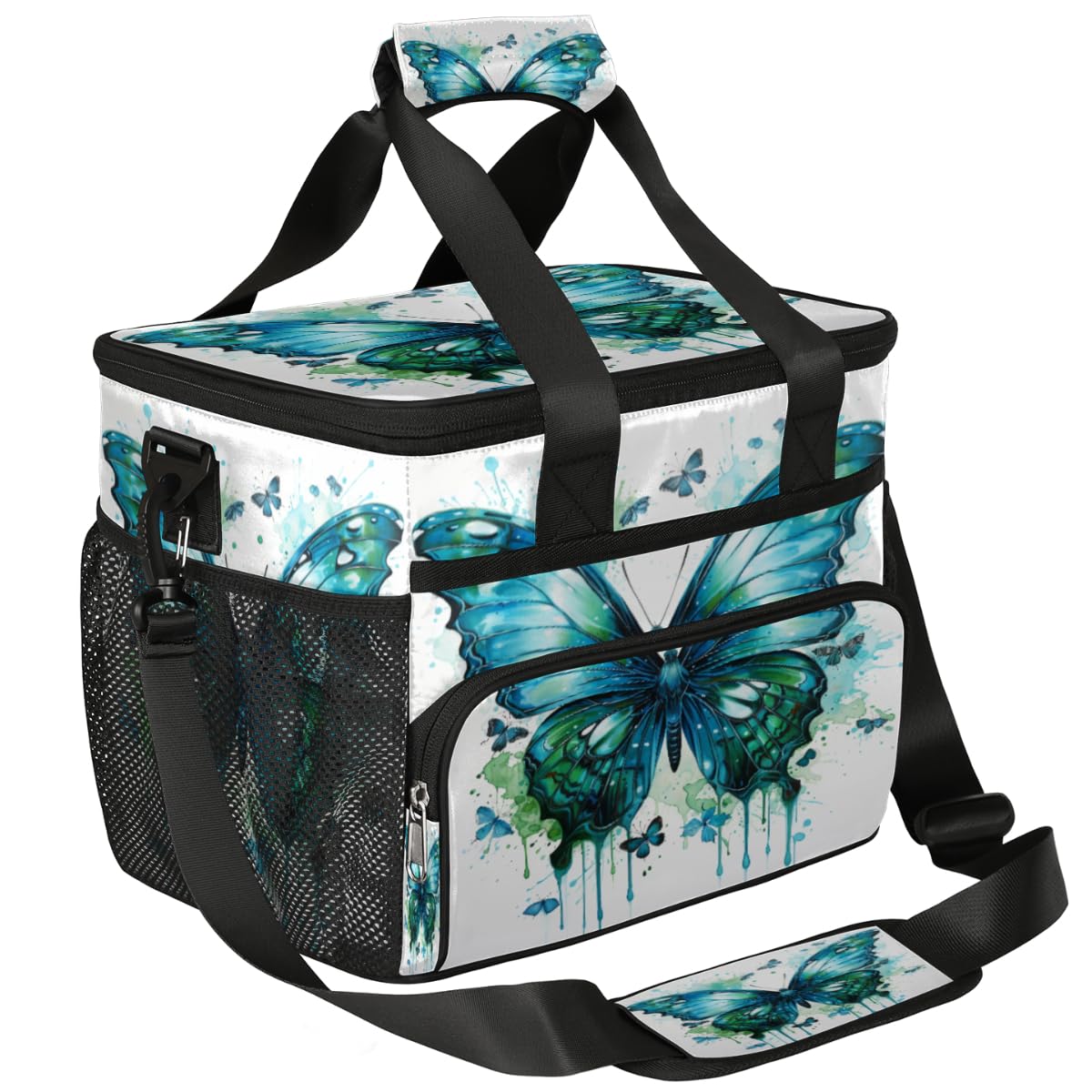 Butterflies Insulated Picnic Backpack Lunch Box for Women Men Picnic Basket Tote Lunch Bag Picnic Bag Portable Lunch Bags for Picnic, Beach, Work, Trip,Office, Camp Watercolor Butterfly