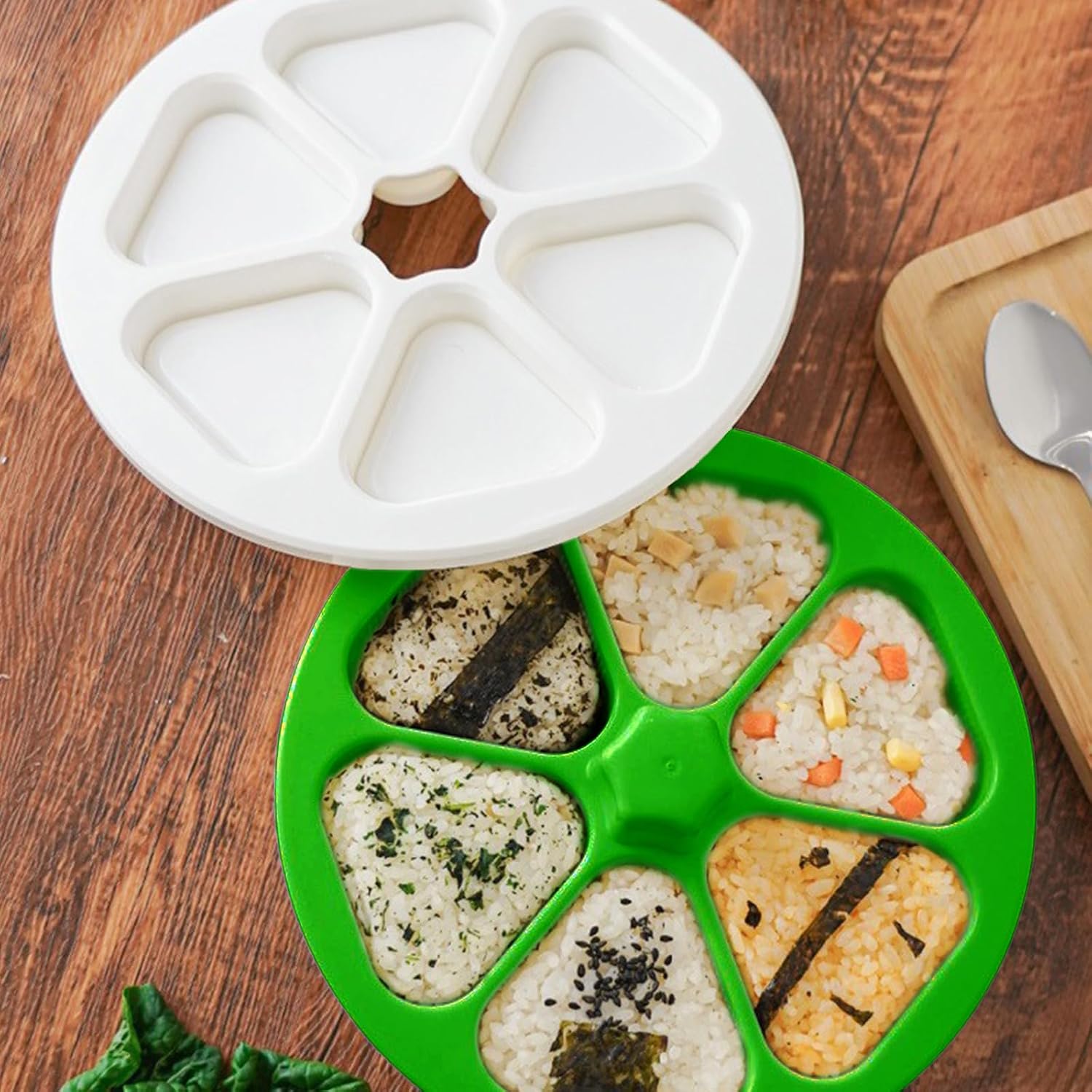 Onigiri Mold Triangle Rice Ball Mold Once Quickly Make 6pcs Triangle Onigiri, Multifunctional Onigiri Mold for Making and Storing Sushi
