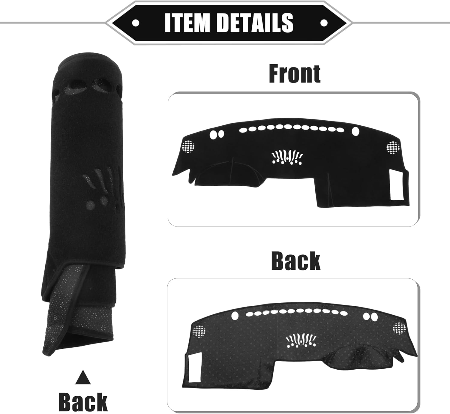 Car Dashboard Cover Compatible for Infiniti FX35 2003-2008, Protective Polyester Black Center Console Interior Trim Dash Cover Mat