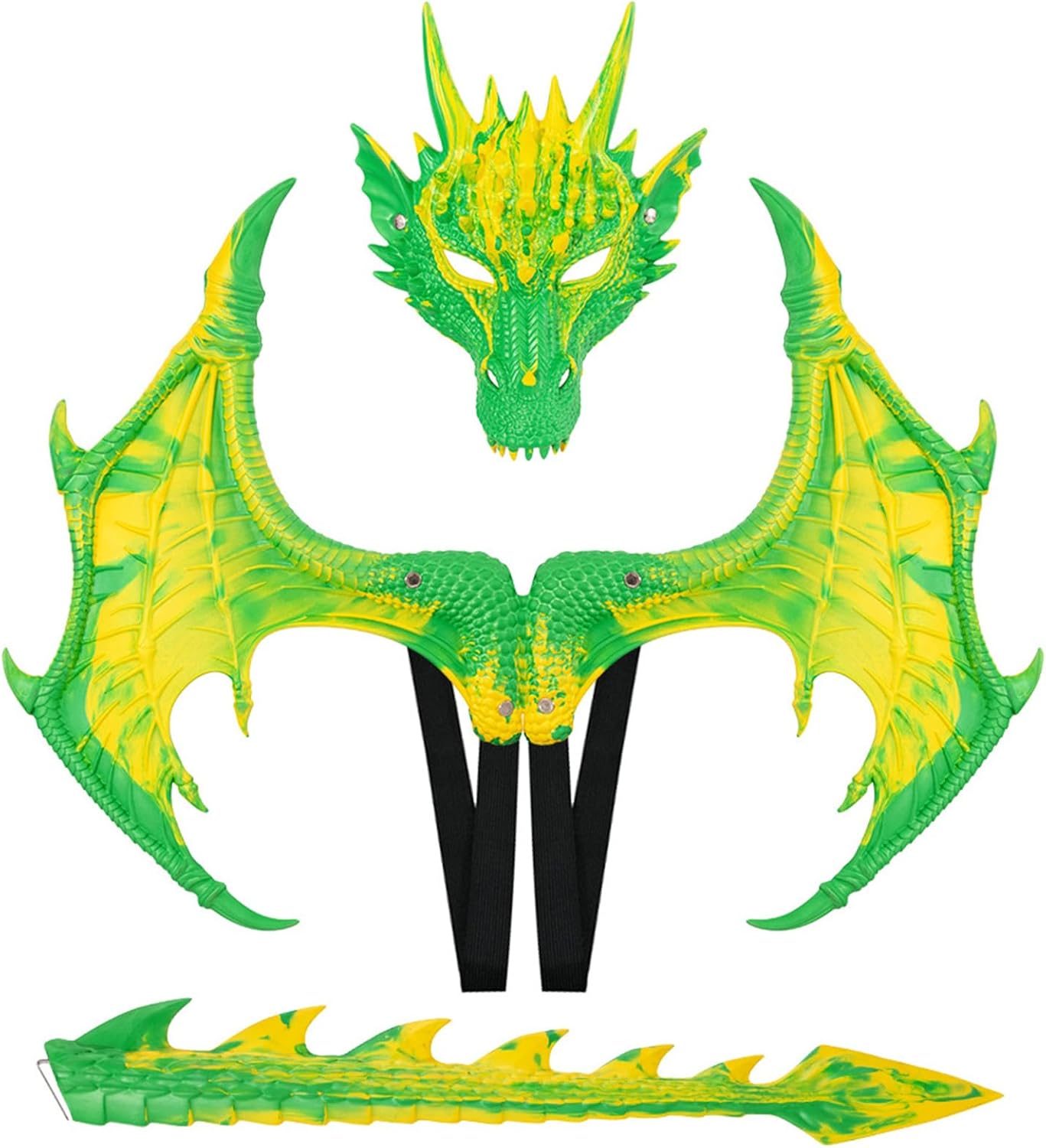 3D Dragon Wings Mask Tail Set,Realistic Dragon Tail Mask Wings Costume for Halloween Carnival,Dragons Cosplay Props