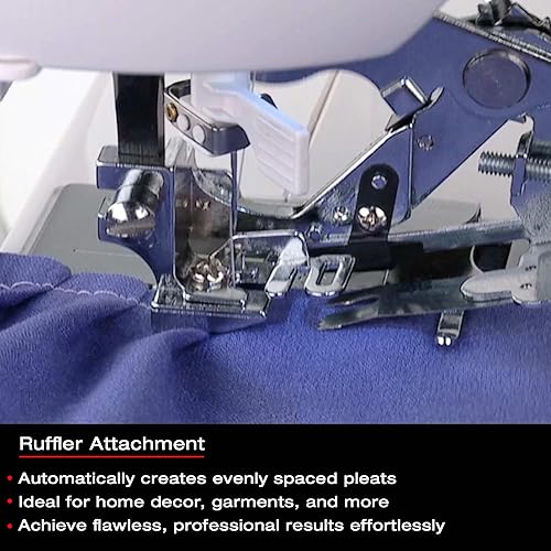 Miniatura 2 de SINGER  Pie prensador con accesorio de volantes, pliegues perfectamente espaciados, ajusta fácilmente la cercanía y la profundidad, telas ligeras a