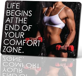 Fitness Comfort Zone Motivation Metal Sign 8 x 12 Inch | Home Gym & Gym Locker Room & Personal Training Studio & Office Break Room & Bedroom Wall Decor, Gift for Fitness Enthusiasts