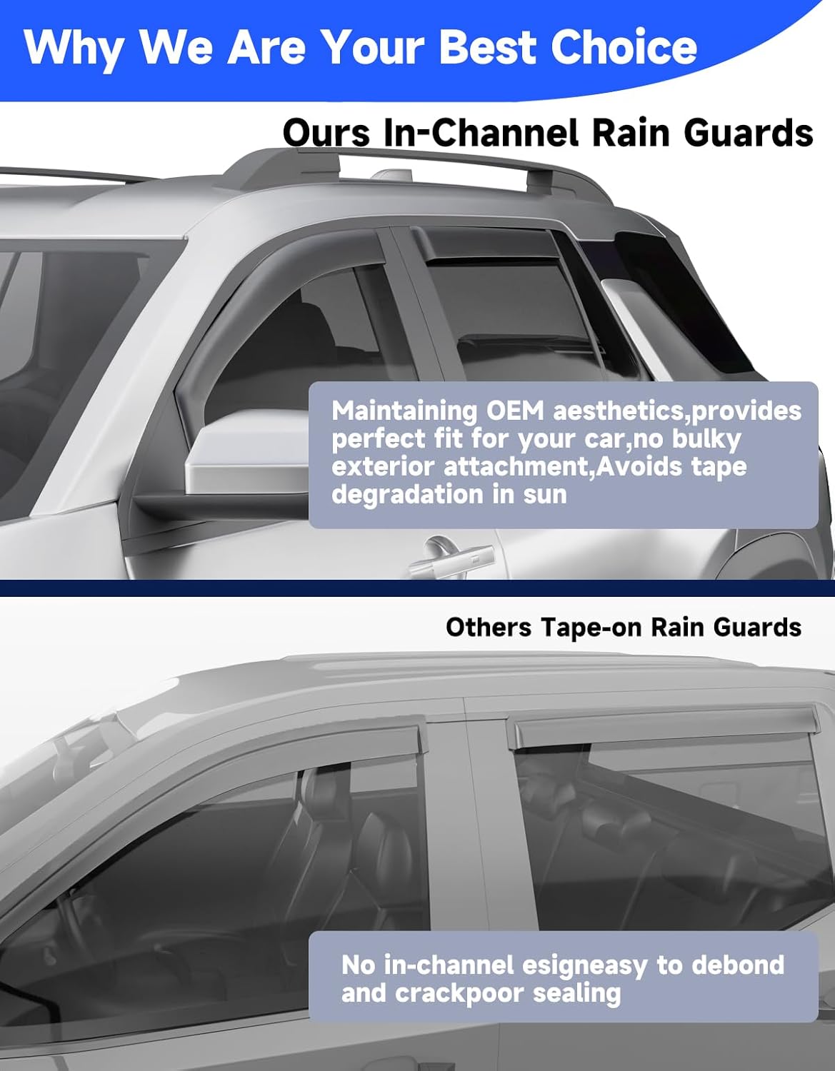 in-Channel Rain Guards Fit for Chevy Equinox 2025 2026,Window Rain Guards for Chevrolet Equinox 25 26,Visors Vent Visors Window Deflector Vent Shades Car Accessories -4 pcs