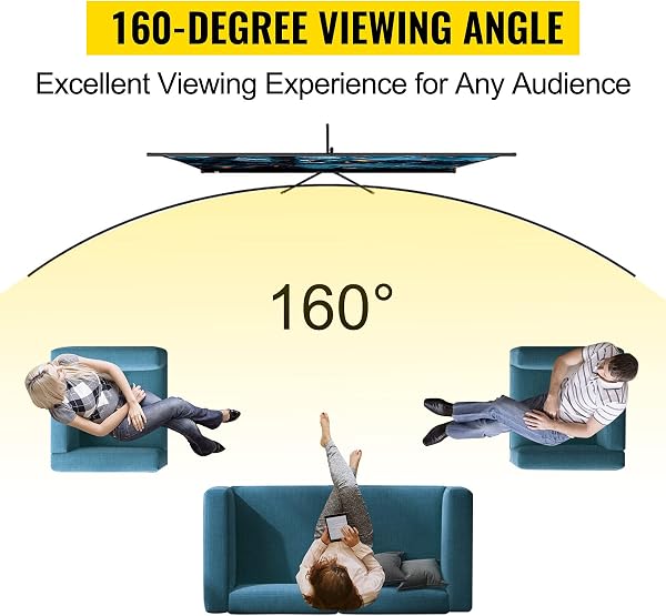 VEVOR Écran de projection sur trépied avec support 177,8 cm 16:9 4K HD - Sans plis - Réglable en hauteur - Écran portable pour projecteur intérieur et extérieur - Pour films, home cinéma, jeux, bureau - 4