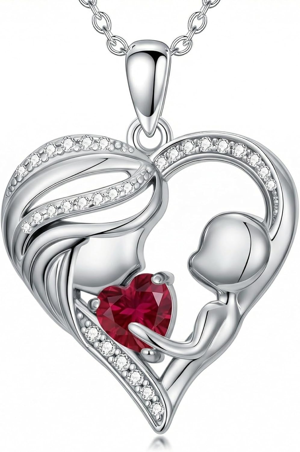 Mothers Day Gifts for Women Mom Necklace Mother Daughter Heart Pendant with 12 Months Birthstone Necklace New Mum Gifts Anniversary Jewelry for Mom Daughter Grandmother