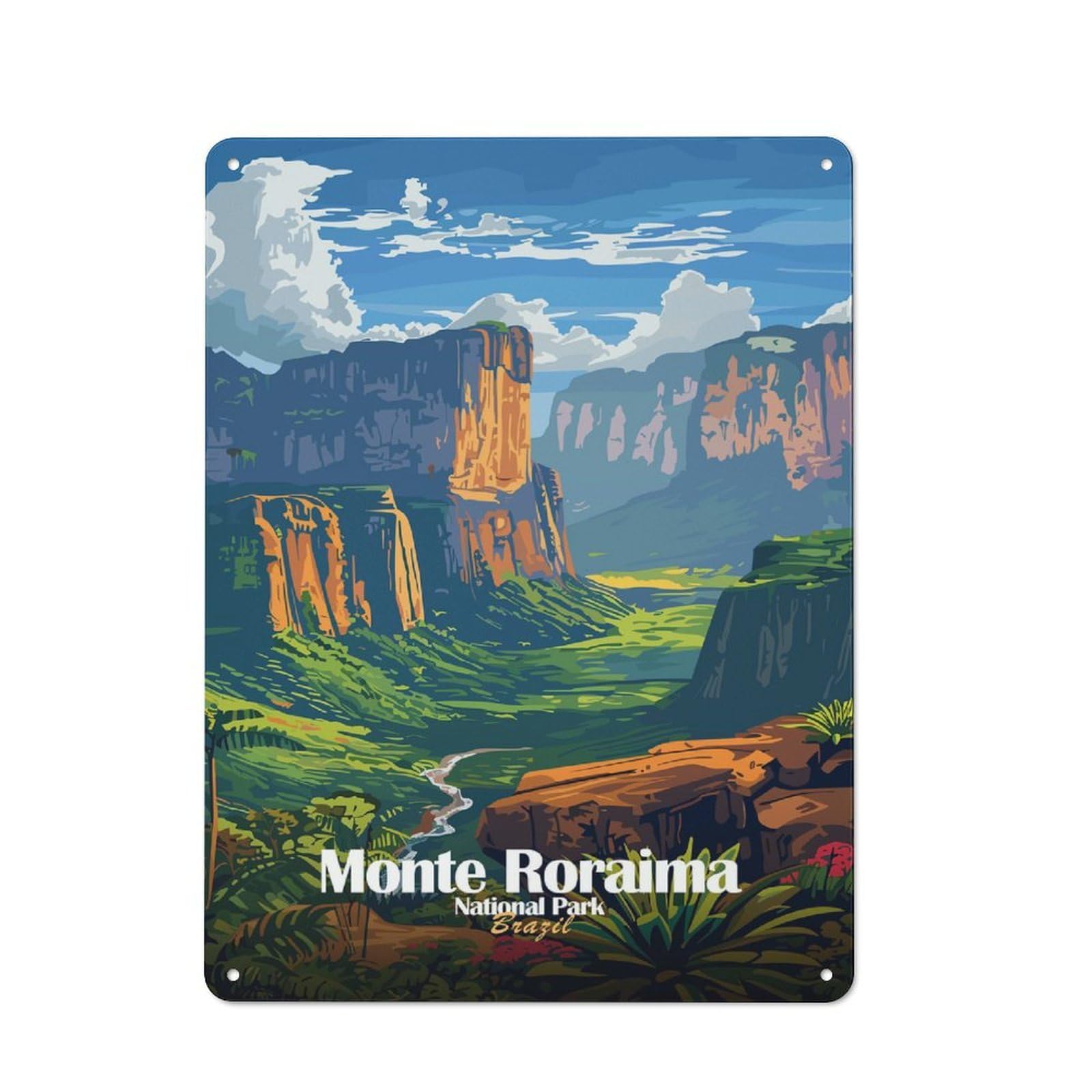 Junmoney Monte Roraima National Park Brazil Garden Room Metal Sign With Design 40X30cm, Rustic Porch Wall Decor For Patio Bar, Workshop, Shed Or Kitchen