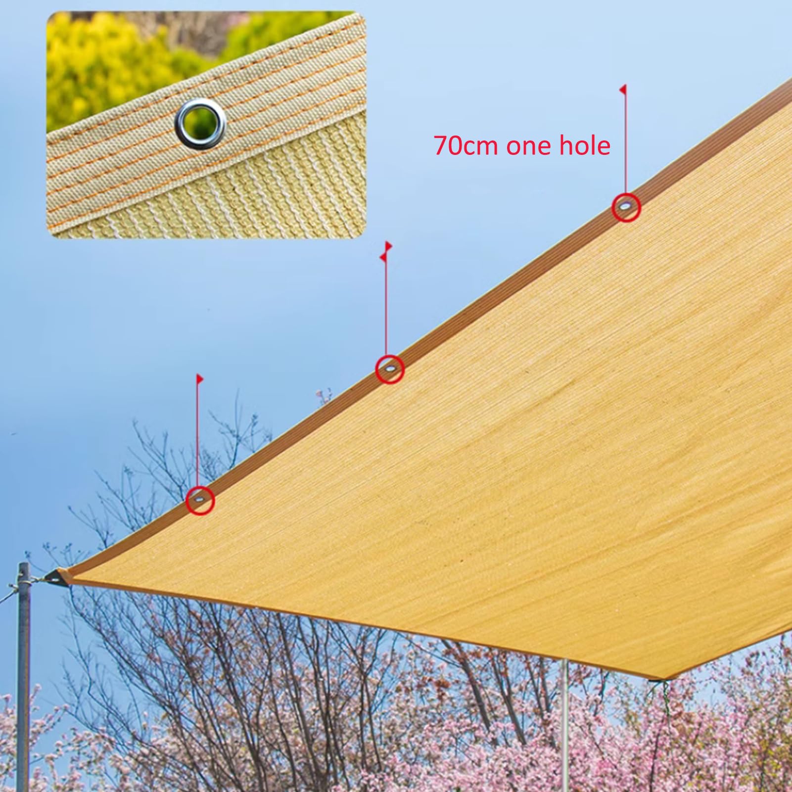 Red de sombra de jardín para protección solar, tela bloqueadora UV con ojales, 85% de protección UV, transpirable, para balcón (3 x 8 m)