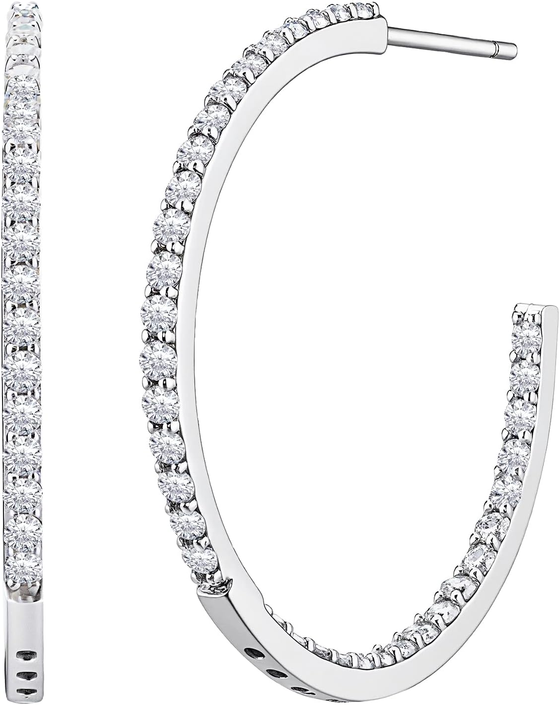 Moissanite Inside Out Hoop Earrings, 1.01CT D Color VVS1 925 Silver, Moissanite Huggie Earrings for Thanksgiving Valentines Anniversary Jewelry (27mm)