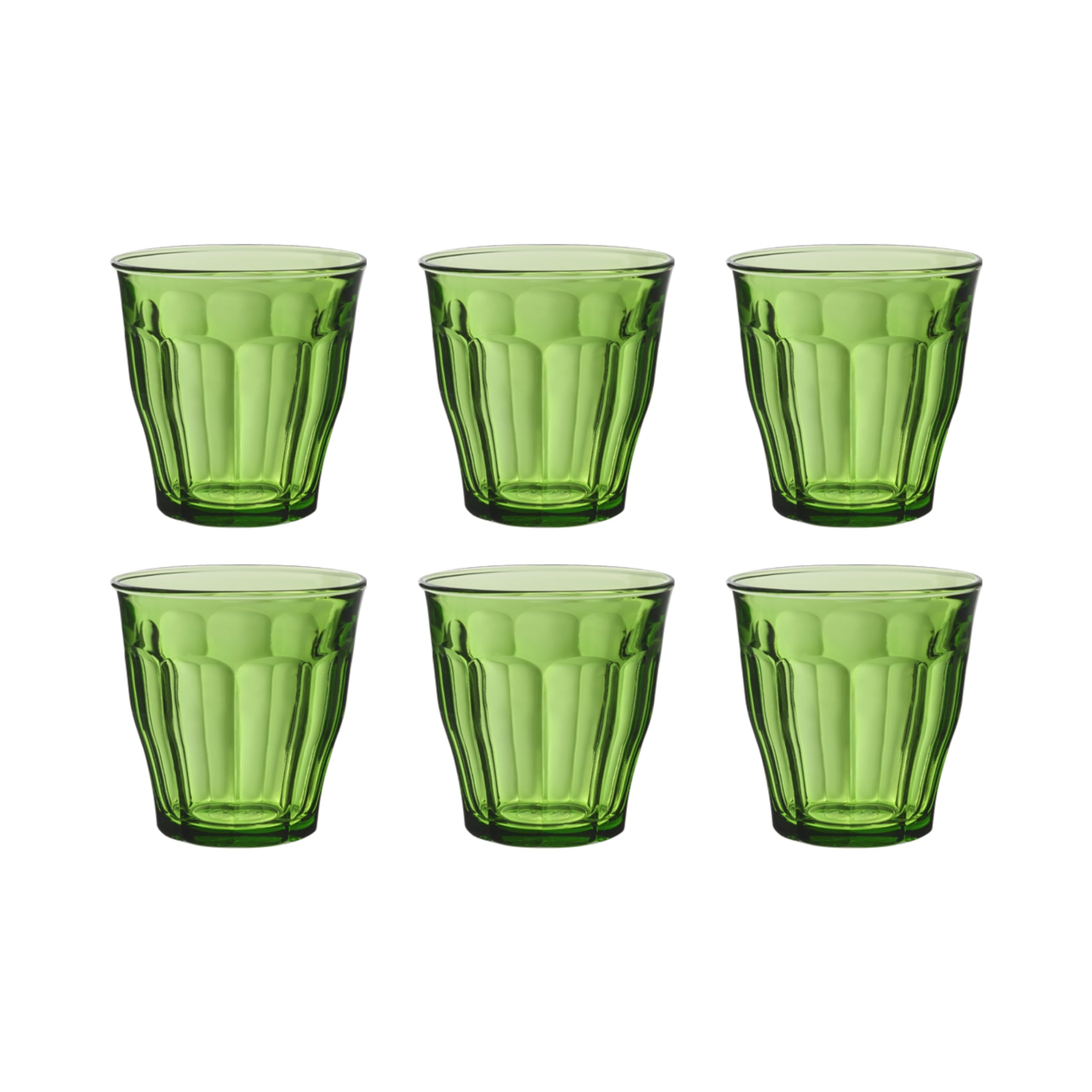 France Picardie Green Tempered Glass Tumbler 310 ML Set of 6 Glasses | 3X Stronger & Durable | Microwave & Dishwasher Safe | Ultra Scratch-Resistant | Stylish & Giftable Drinking Glass