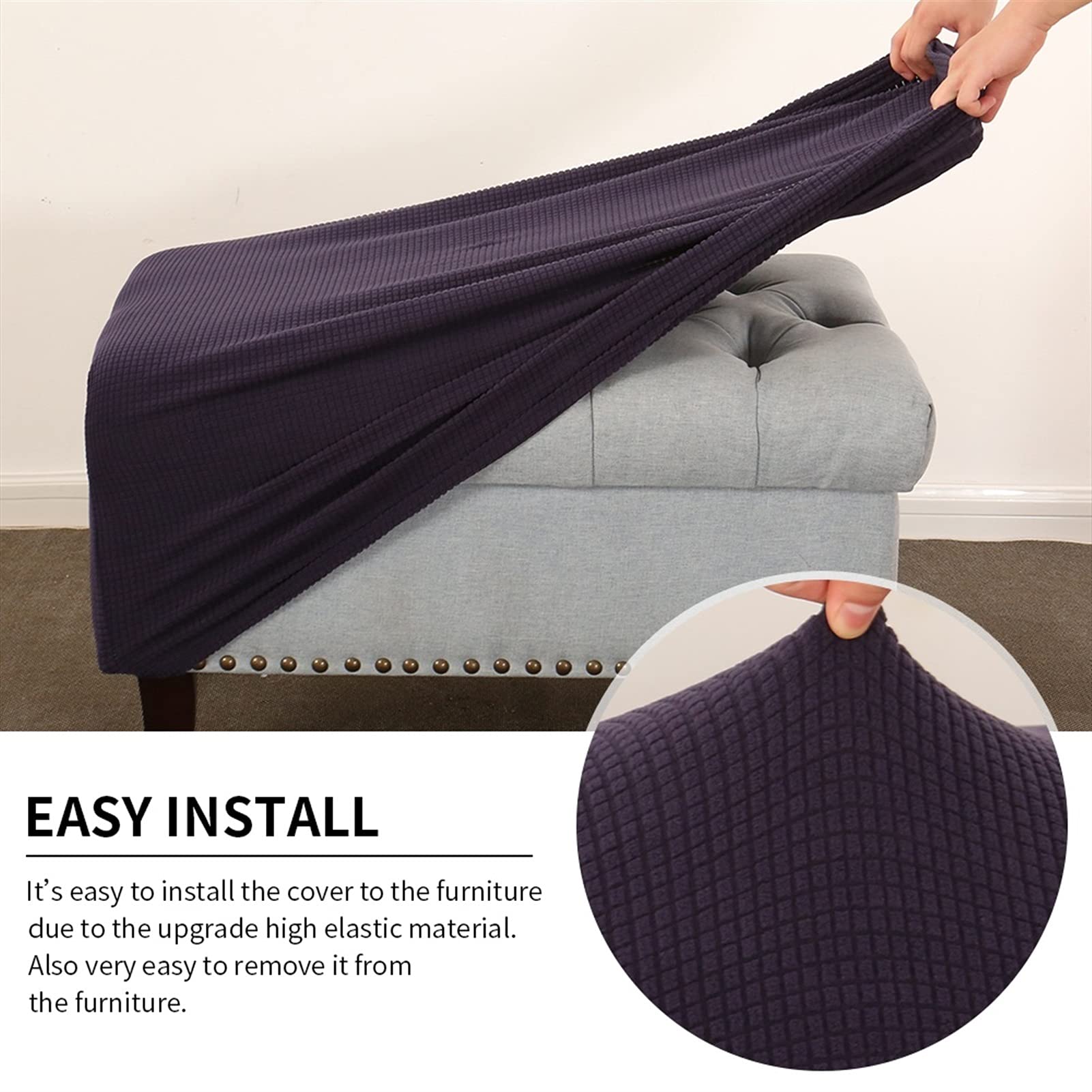 Rettangolare Copri Pouf, Elasticizzato Fodera per Pouf in Tessuto Jacquard Copertura Dell'Ottomano Morbido Elastico Fodera per Pouf Lavabile Copri Poggiapiedi per Soggiorno