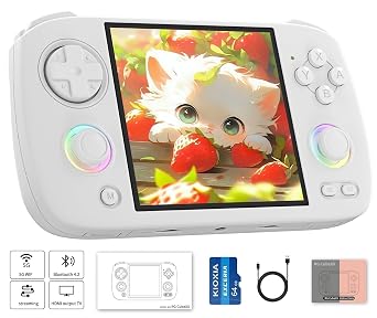 Anbernic RG CubeXX Retro Handheld Game Console ,RGCubeXX 3.95 Inch IPS Screen Linux System Built-in 64G TF Card 5056 Games Support TV Output 5G WiFi Bluetooth 4.2White