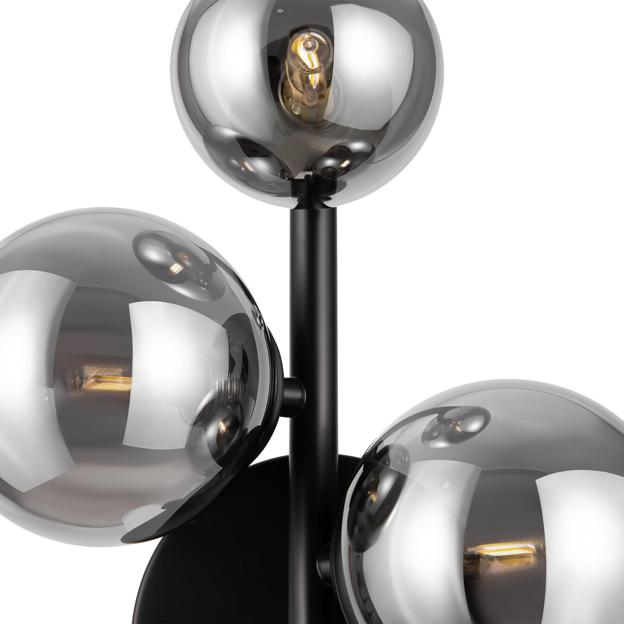 MAYTONI DALLAS Wandleuchte innen Schwarz – 3-flammige Wandlampe modern – Schlafzimmerlampe, Wohnzimmerlampe und Flurlampe – Leuchte aus Metall und Glasschirmen – 28 W