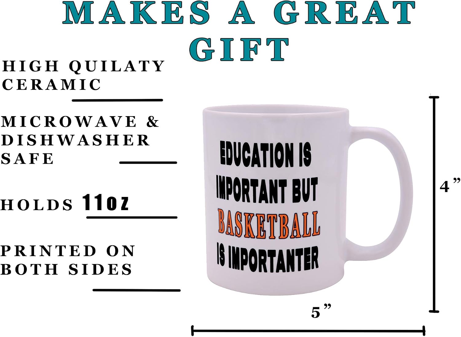 Best Cyber Monday 🔥 Funny Sarcastic Coffee Mug Education is Important But Basketball Is Importanter Novelty Cup Great Gift Idea 🔥 Funny Sarcastic Coffee Mug Education is Important But Basketball Is Importanter Novelty Cup Great Gift Idea