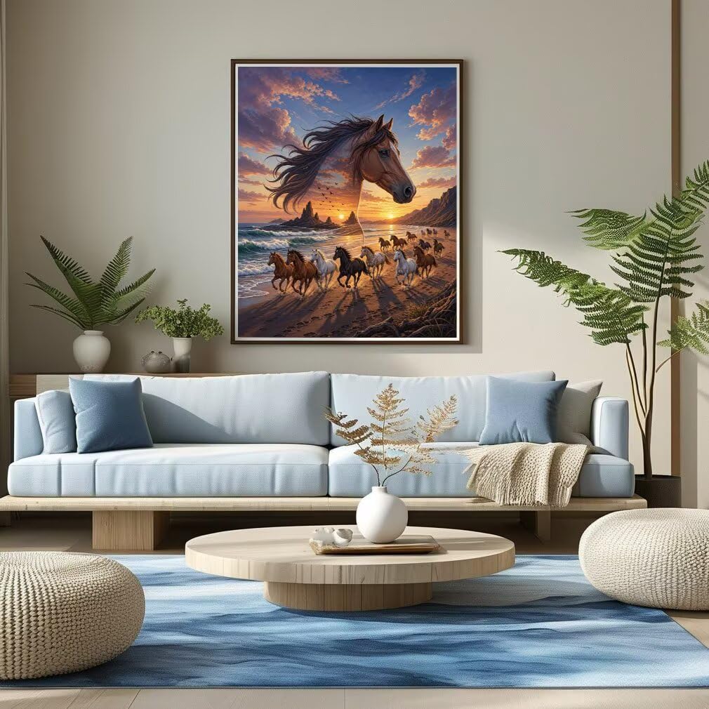 Diamond Painting Caballos, Manualidad Creativa y Relajante 80x100cm C8-118