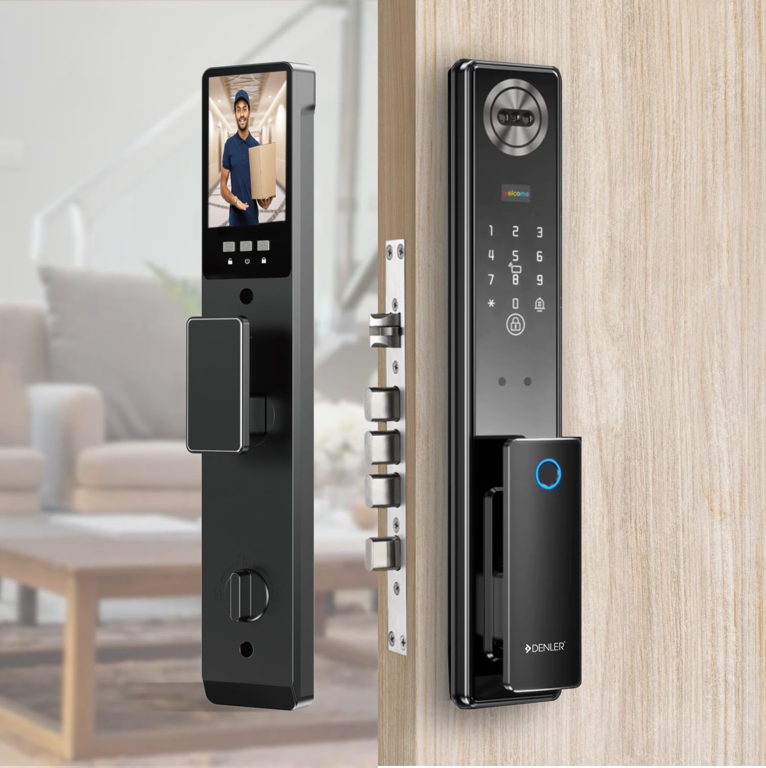 Denler F4 Doorbell Lock, Smart Door Lock with | Dual Batteries | Face ID | LCD Display Camera | Inbuilt Wi-Fi | Anroid & iPhone app Support | Fingerprint | RFID Card | PIN | Key | 3 Years Warranty-picture-14