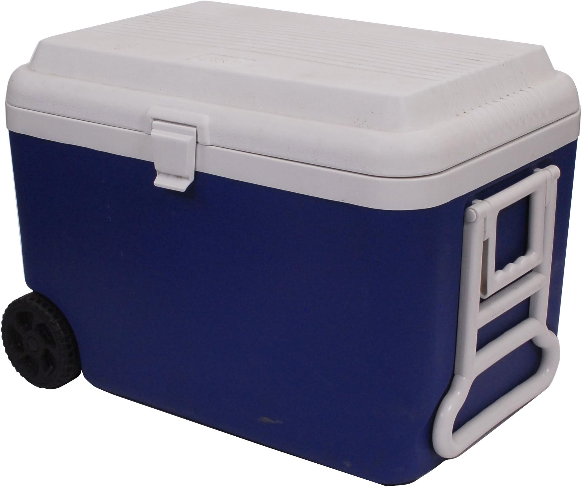Epicurean 61 x 40 x 45 cm 50 Litre Polypropylene Cool Box on Wheels, Blue/White