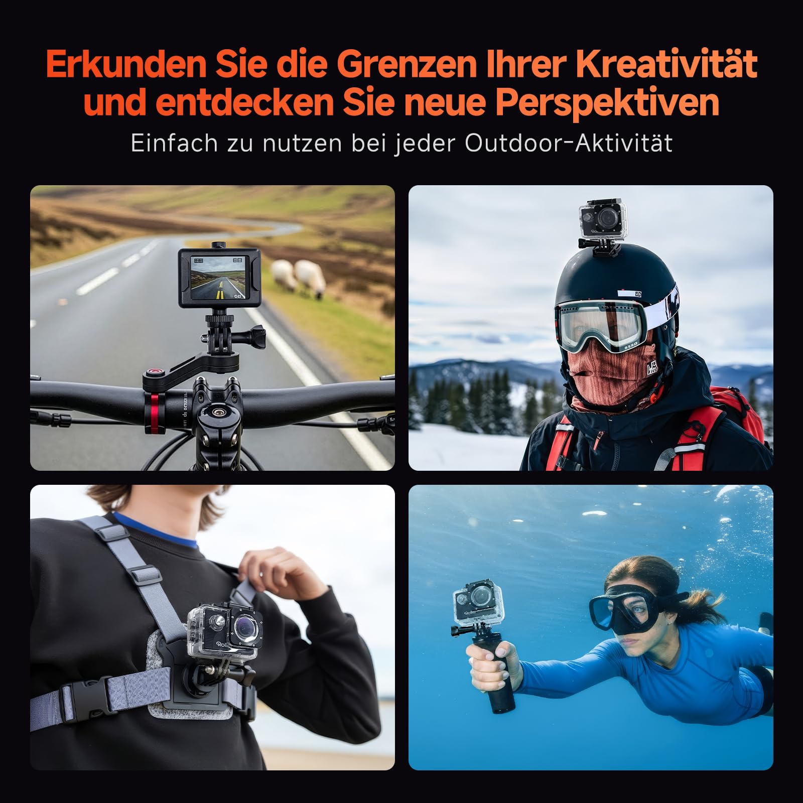 Rollei Actioncam 372 - Action-Camcorder mit Full HD Video Auflösung 1080/30 fps, bis 30 m wasserfest - Schwarz