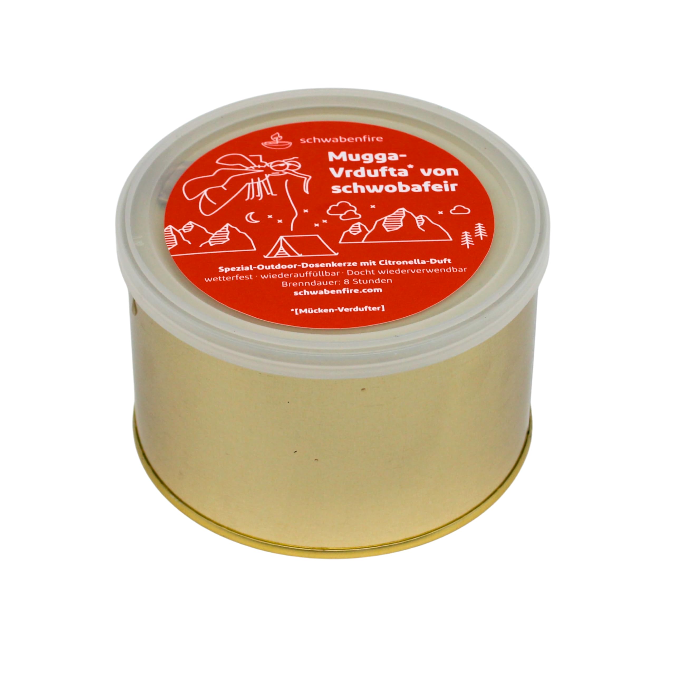 Schwabenfire Outdoor Kerze mit 100% natürlichem Citronella ÖL + 1KG Wachs Dosenkerze Kerzabix Reisekerze Camping Kerzen Geschenke für Frauen Windlicht Großekerze Großes Teelicht Schwabenfeuer