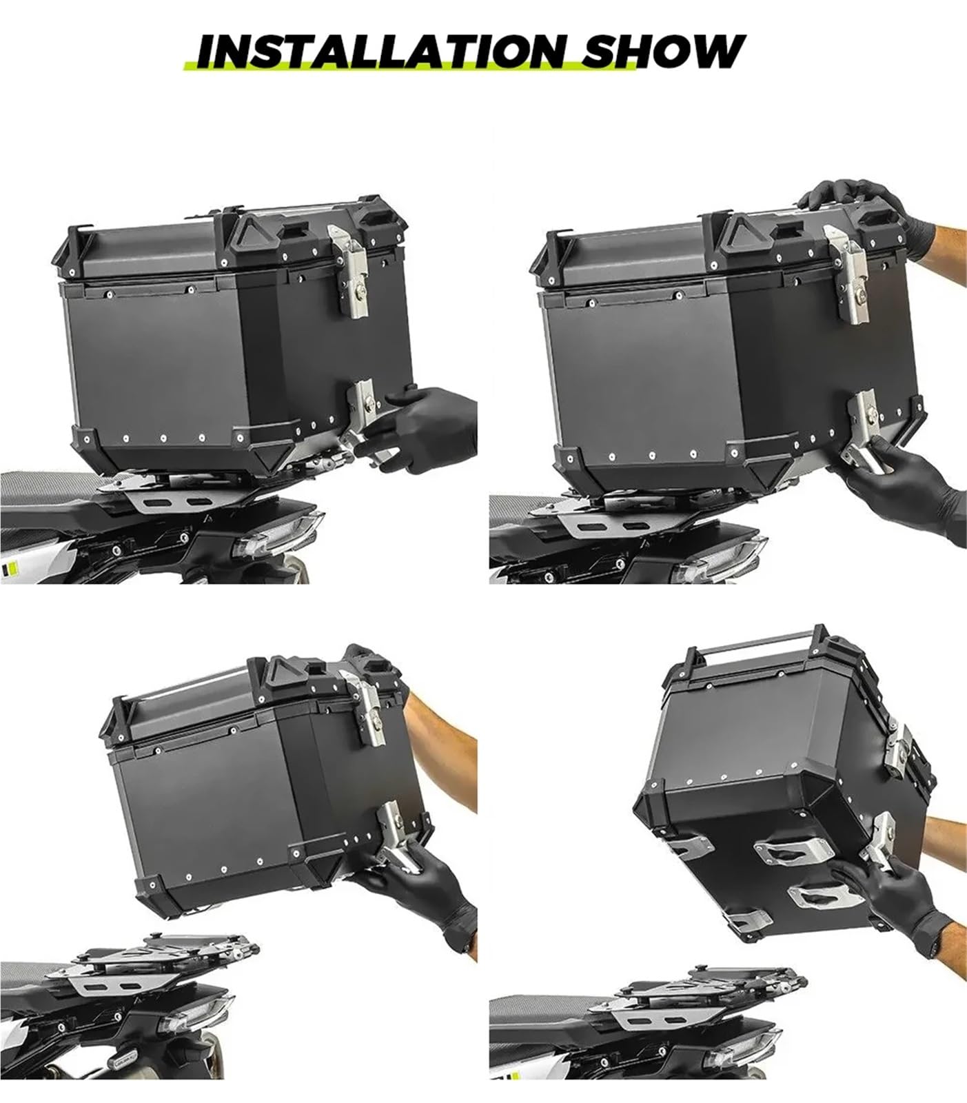 motocyklowyTopcase 2024 Pasuje do VOGE DS525X Valico 525 DSX 650D 900DS ADV CNC Aluminium Motocykl Kask Box Bagażnik Górny Skrzynia Podróżna bagażnika motocykla(65L Black with X)
