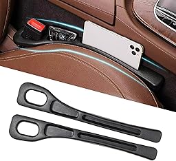 Car Seat Gap Filler, Built-in Storage Slot & Seat Belt Pass-Through Design, No-Readjust Gap Blocker Organizer for SUV Truck Sedan, Universal Fit Car Interior Accessories (Black)