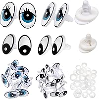 Vista 1 de TOAOB - Juego de 60 ojos de seguridad de plástico, ojos negros y azules, 0.512 x 0.748 in, 0.669 x 0.984 in, ojos de seguridad para muñecas
