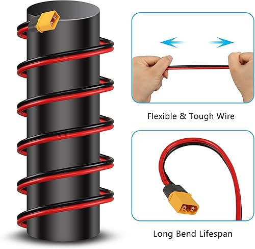 Miniatura 2 de SinLoon XT60 - Cable de terminal de anillo tórico 12AWG 59 pulgadas XT60H macho a junta tórica, cable conector para aviones RC, juguete, autos,