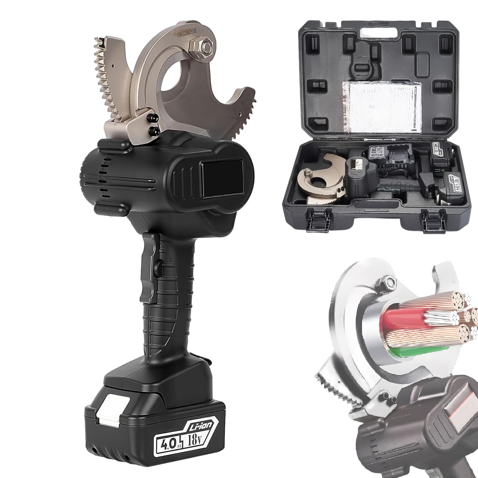 TIANQIHAO Cable Cutting Tool Kit, 18Vdc 54/65/75/85/95Mm Al/Cu Cable & 560/1440Mm2 Acsr Cable Cutter, 2 X 4Ah Lithium Power Cells & Charger,75M