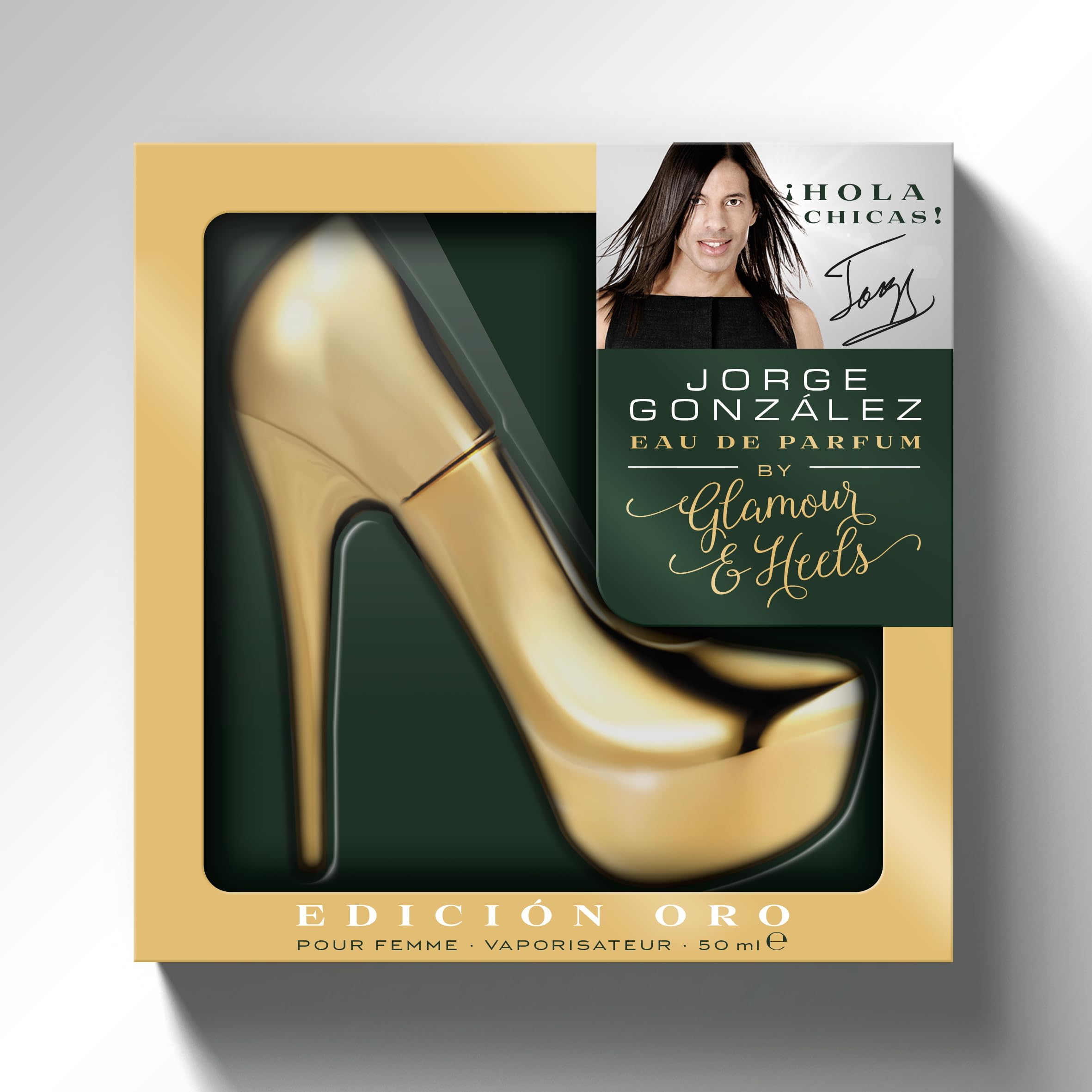 JORGE GONZÁLEZ Edición Oro Damenduft | Eau de Parfum 50 ml | Langanhaltend | Goldener High Heel Flakon | Fruchtig-Floral | Orangenblüte & Magnolie