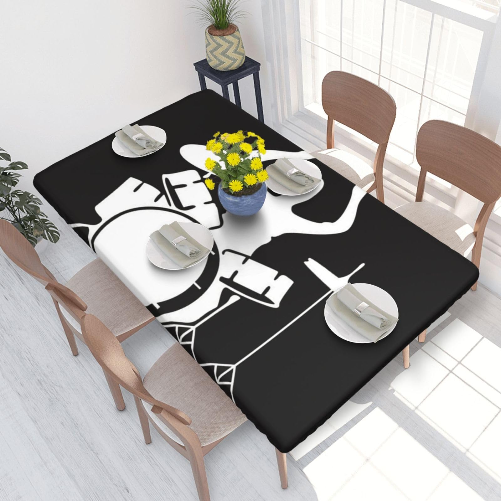 BNVSADC Drummer Printed 4FT Tablecloth 122x76 CM Polyester Kitchen Water Resistant Table Cloth Dining Table Decoration Table Covers