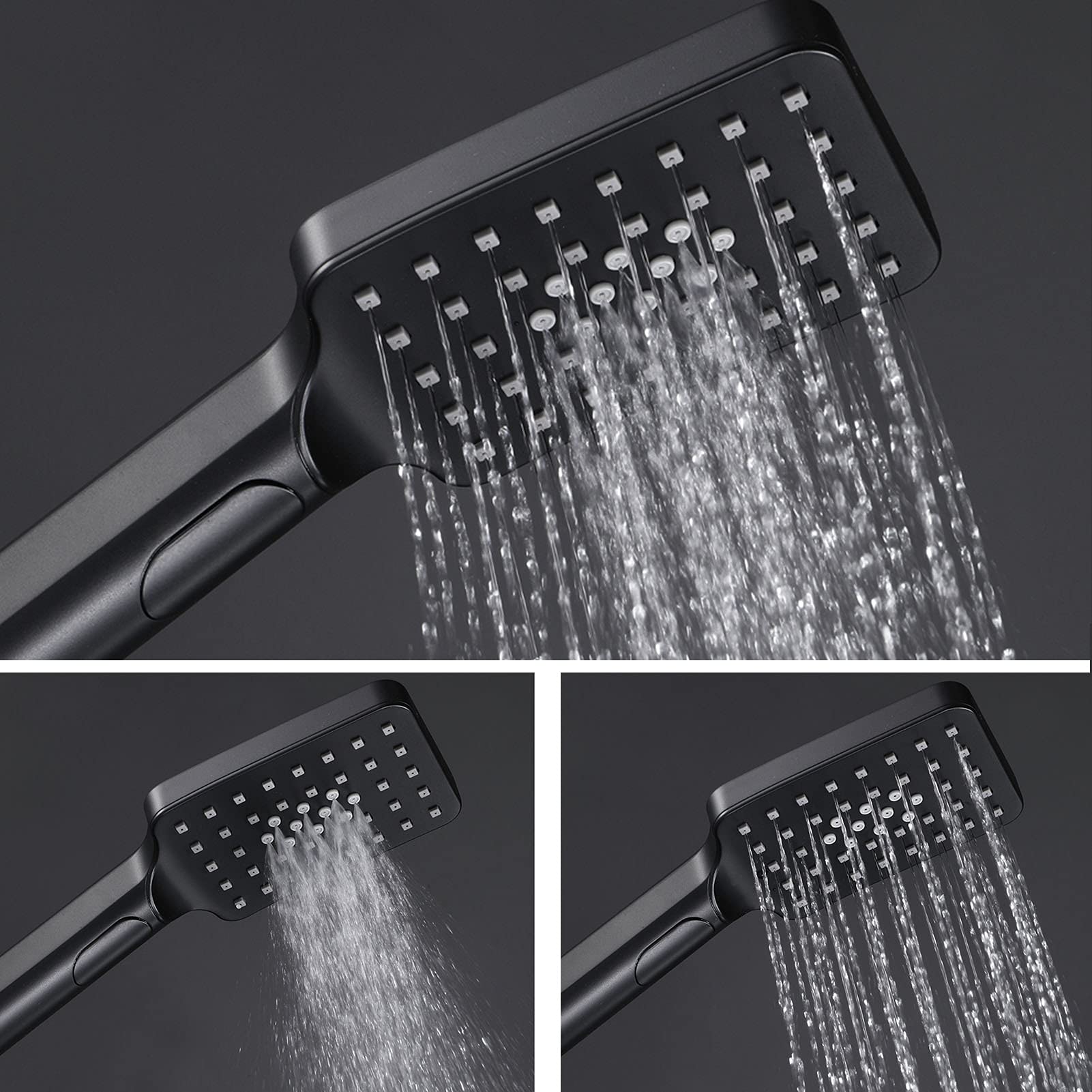Soffione doccia nero, doccetta a risparmio idrico 3 funzioni in ABS, soffione doccia ad alta pressione con flessibile doccia, staffa regolabile, set soffione doccia a mano