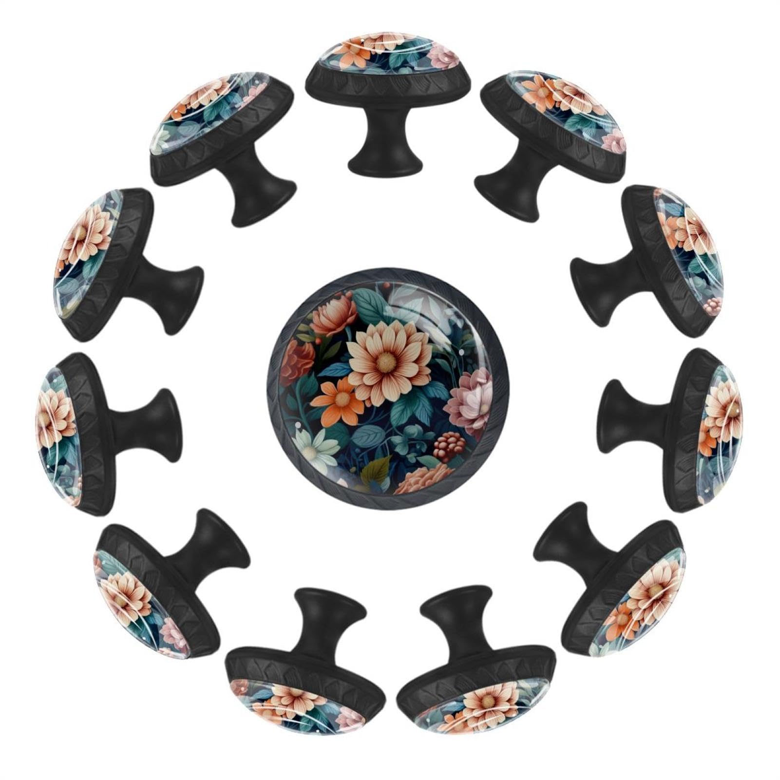 Boutons de tiroir en verre floral durables pour commode de chambre