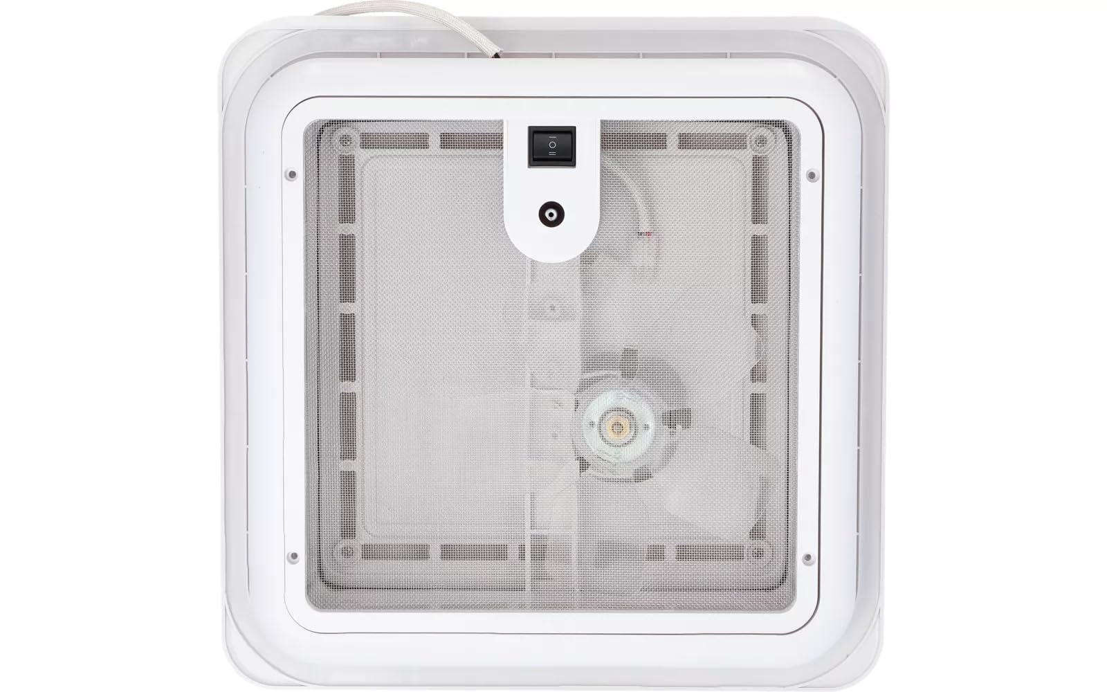 BERGER Turbo Vent | Claraboya con Ventilador 12V para Caravana y Autocaravana (28x28 cm), Extractor de Techo Silencioso para Baño y Cocina, Ventana Camper con Mosquitera, Blanco (Espesor hasta 80mm)