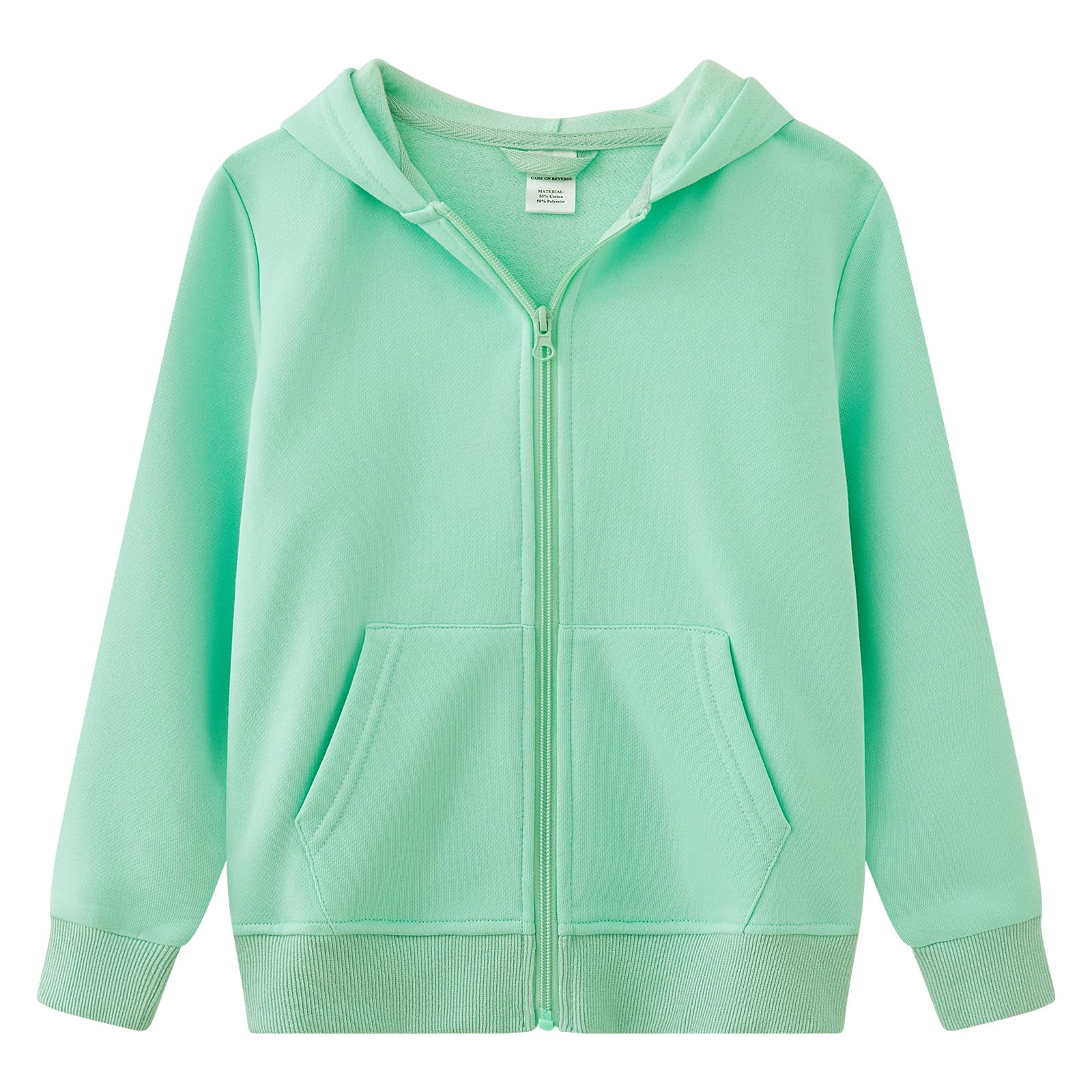 UMELOK Kids Full Zip-Up Hoodie Solid Sweatshirt for Boys and Girls