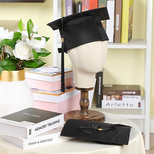 Miniatura 4 de Geyoga 8 Pcs Graduation Cap Bulk Adjustable Adult Graduation Hat with Tassel for Christmas Fancy Dress Accessory Photo Props Negro