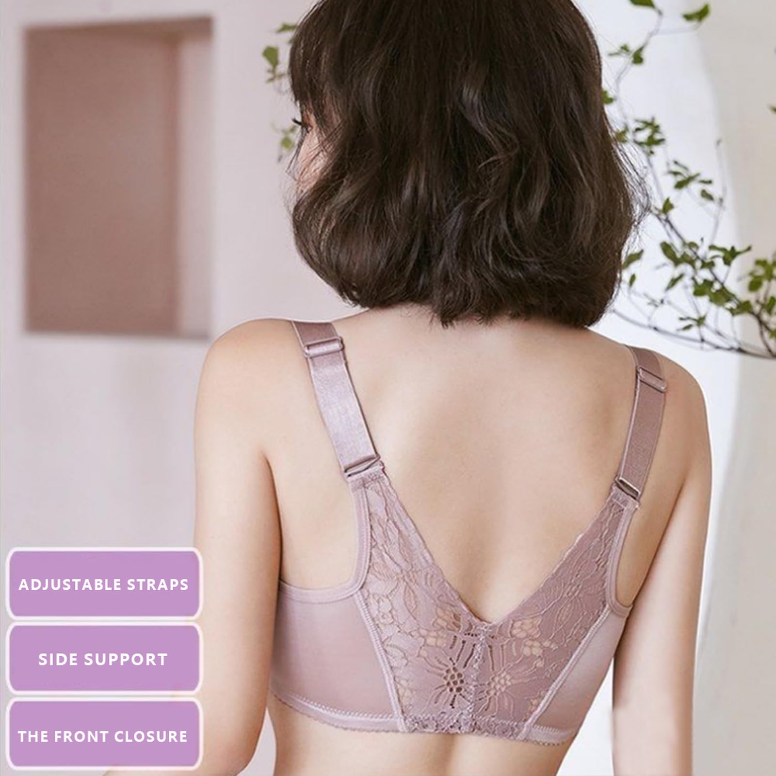 Brassiere Femme sans Armature Classiques Ouverture Devant Ensemble sous Vetement Femme Lace Bras Soutien Gorge Confort