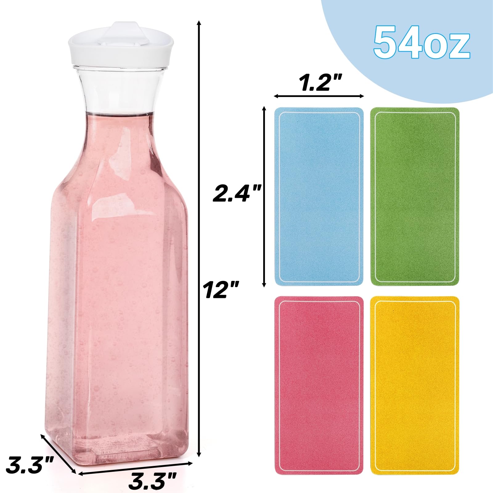Goaste Paquete de 8 dispensadores de detergente para ropa, botella dispensadora de jabón de lavandería de 54 onzas con etiqueta impermeable, recipiente de detergente líquido, organizador de suavizante