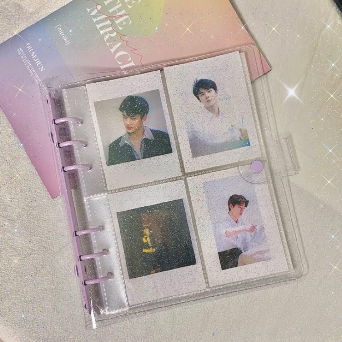200 Pockets Photocard Binder Kpop Photocard Holder Book, Portable Photo Album,Shiny Clear Binder Cover Refillable Notebook for Mini Instax,Business Card,Postcards,Picture Storage Purple