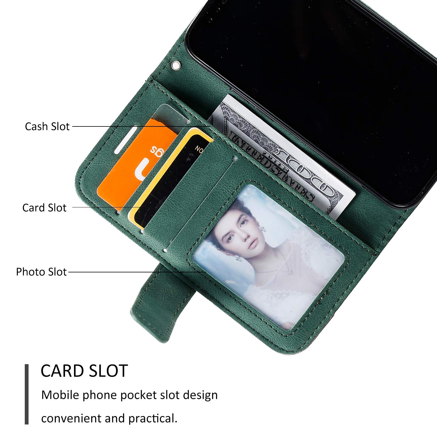 Etui Sony Xperia 1 II, jakości skórzany portfel etui na książki z [podpórka/funkcja] [przegródki na karty/etui na pieniądze] Case Cover pokrowiec ochronny etui Book składany (Zielony)