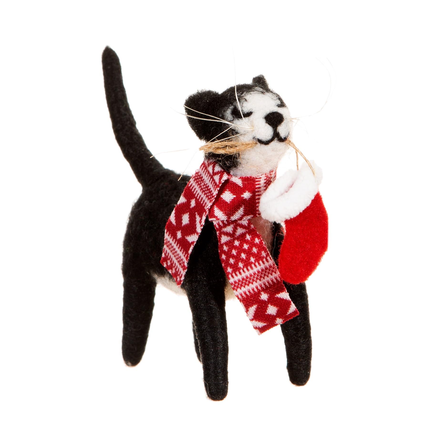 Sass & Belle Black Cat With Stocking Felt Decoration