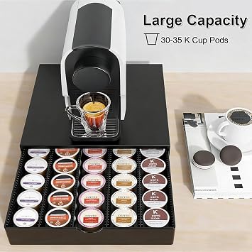 Coffee Pod Holder Drawer Compatible with Nespresso Vertuo Pod Holder, Coffee Pod Vertuoline Capsules Storage Up to 60 Small or 40 Large Coffee Machine Stand