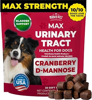 Mighty Petz MAX Cranberry for Dog UTI Treatment - MAX Strength Cranberry Supplement for Dogs + D-Mannose. Bladder Control for Dogs. Urinary Tract Care & Kidney Support Chews